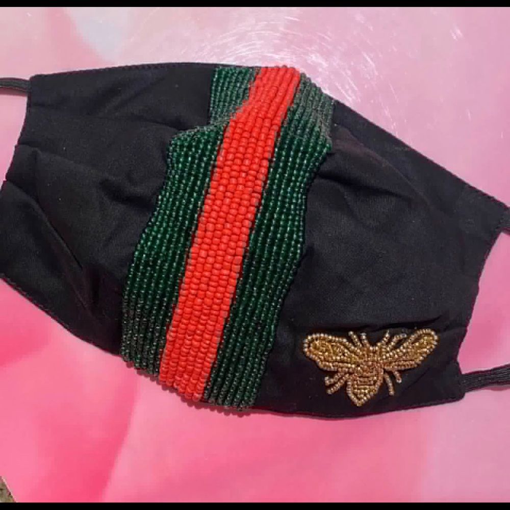Designer hand beaded face mask